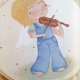 obrazek z aniołem grającym na skrzypcach, pamiątka chrztu świętego dla dziewczynki