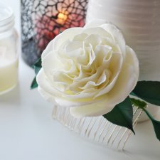 Ślubny grzebyk "Biała róża angielska"