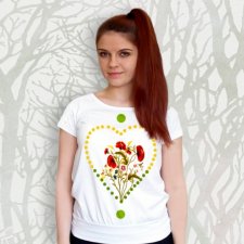 malowana bluzka na prezent hand made serce i kwiaty