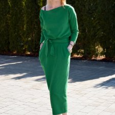 NINA - 100% Polska produkcja, dresowa sukienka na jesień - zielona