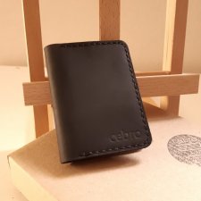 Czarny skórzany portfel/etui na dokumenty ręcznie robiony od Luniko