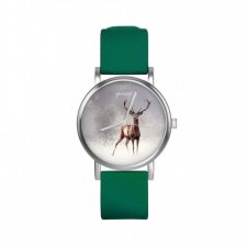 Zegarek mały - Jeleń 2 - silikonowy, zielony