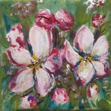 Obraz mini ręcznie malowany kwiaty