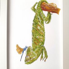 Obraz ręcznie malowany "Kameleon" +rama