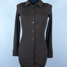 Motel koszulowa brązowa sukienka z elastanem / XXS