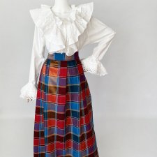 Maxi spódnica w kratę vintage retro rozkloszowana