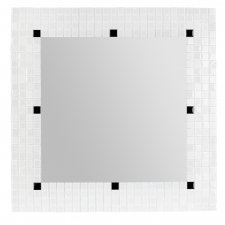 Lustro białe kwadratowe, lustro ścienne zdobionę mozaiką, lustro do biura, lustro do holu, czarno białe, Montesol, BALMAKO 70x70 cm