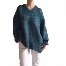 By insomnia piękny sweter tunika oversize kieszenie moher m 38 zielony